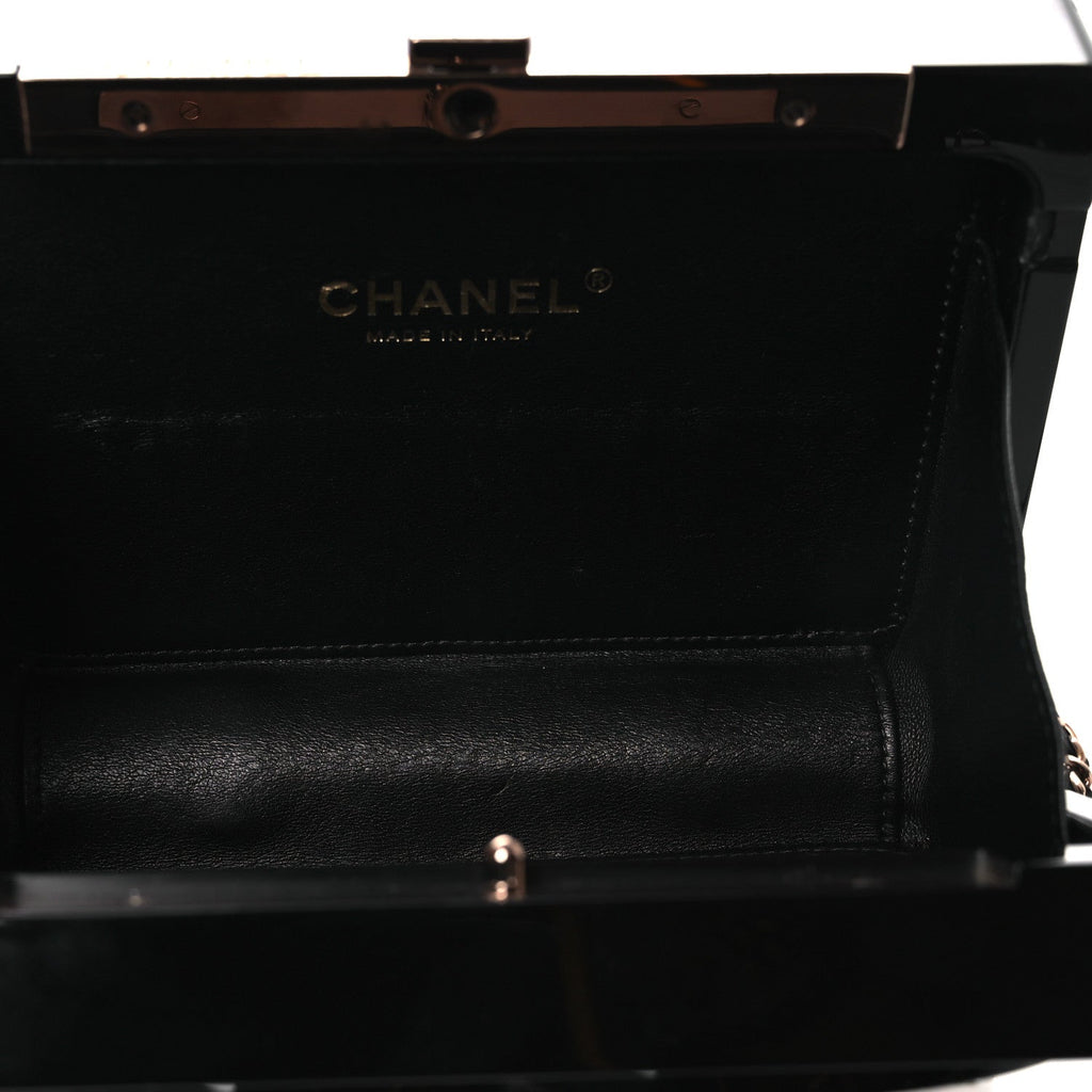 Plexiglass Crystal CC Minaudiere Clutch Black Copper