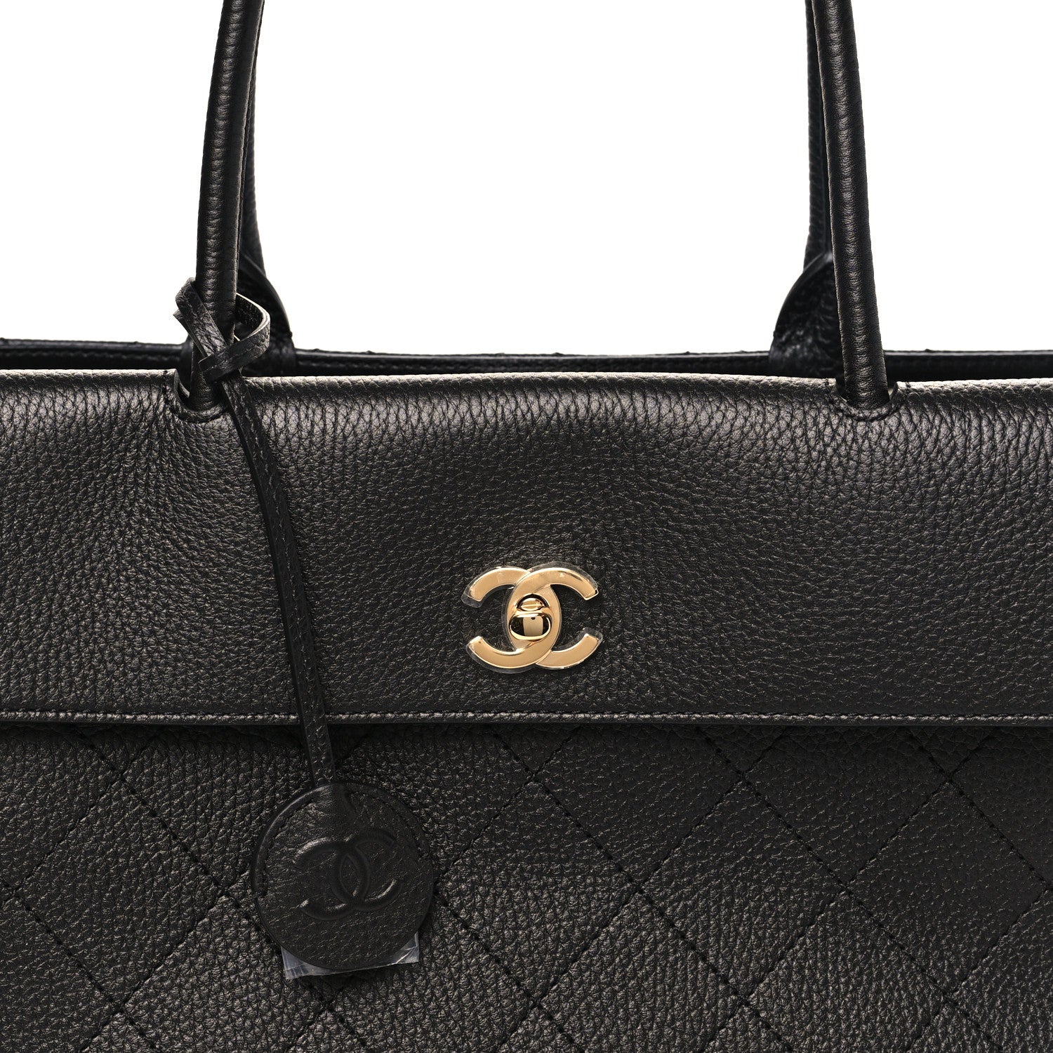 Grained Calfskin Stitched Urban Essentials Large Shopping Bag Black