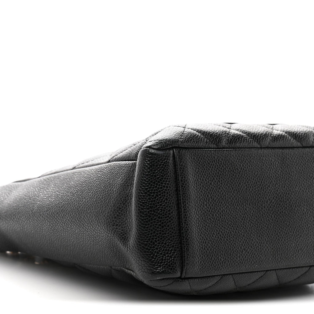 Caviar Quilted Petit Shopping Tote PST Black