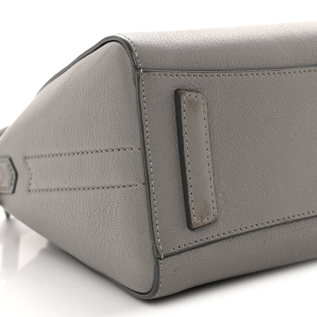 Sugar Goatskin Mini Antigona Pearl Grey
