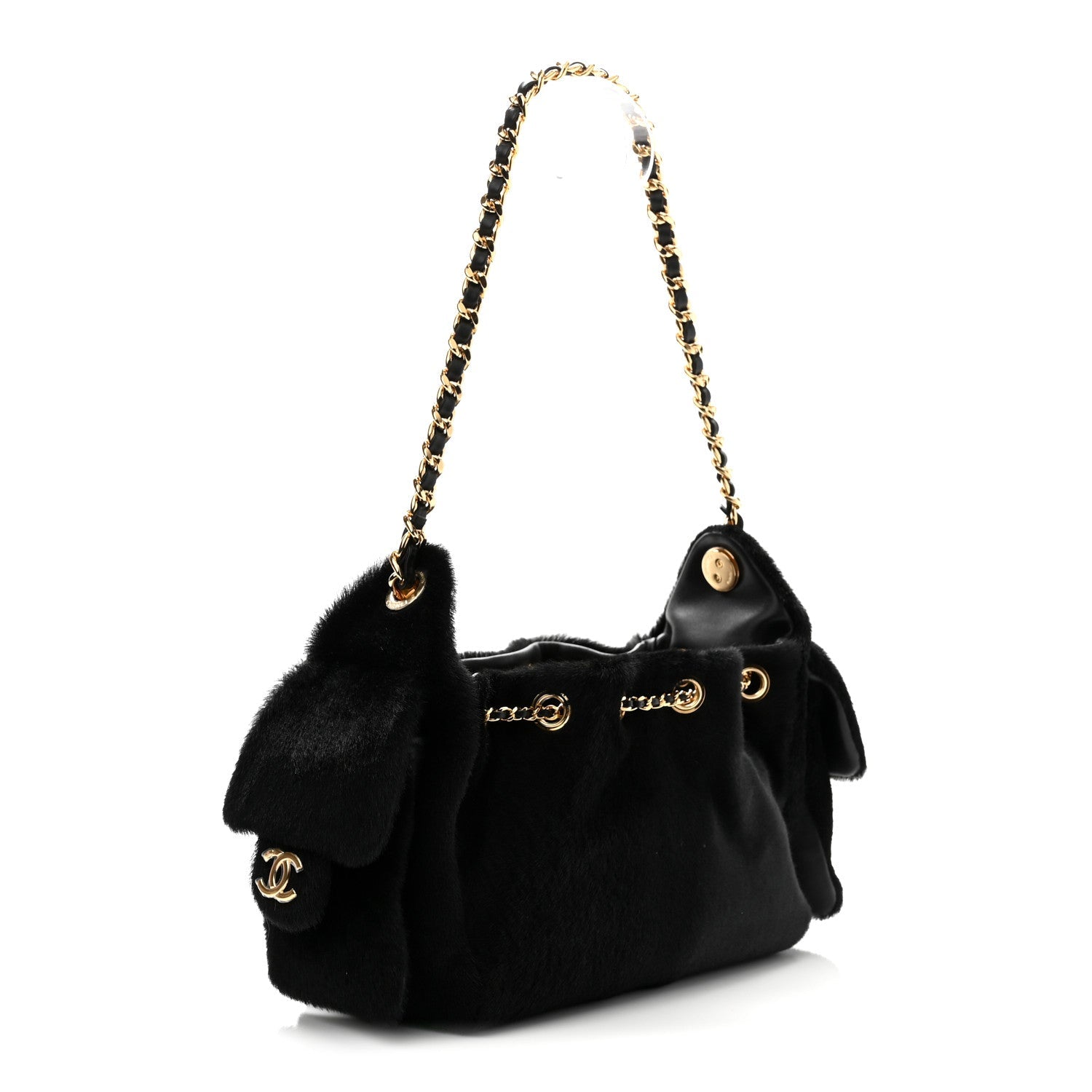 Pony Hair Mini Chanel 25 Handbag Dark Khaki Black