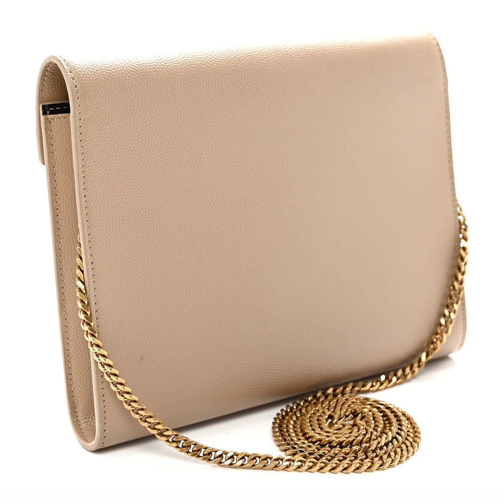 Grain De Poudre Monogram Cassandra Chain Wallet Dark Beige