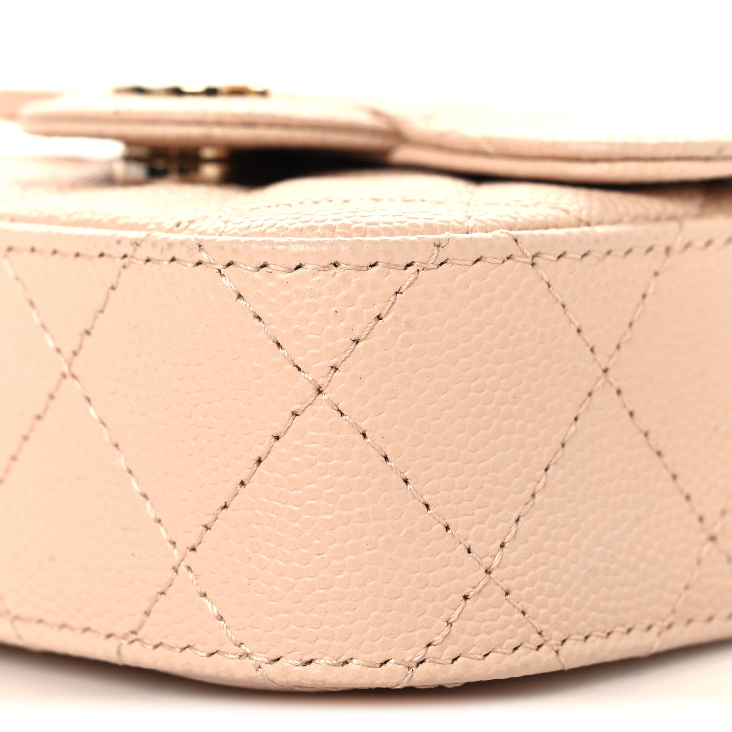 Caviar Quilted Mini Clutch With Chain Light Beige