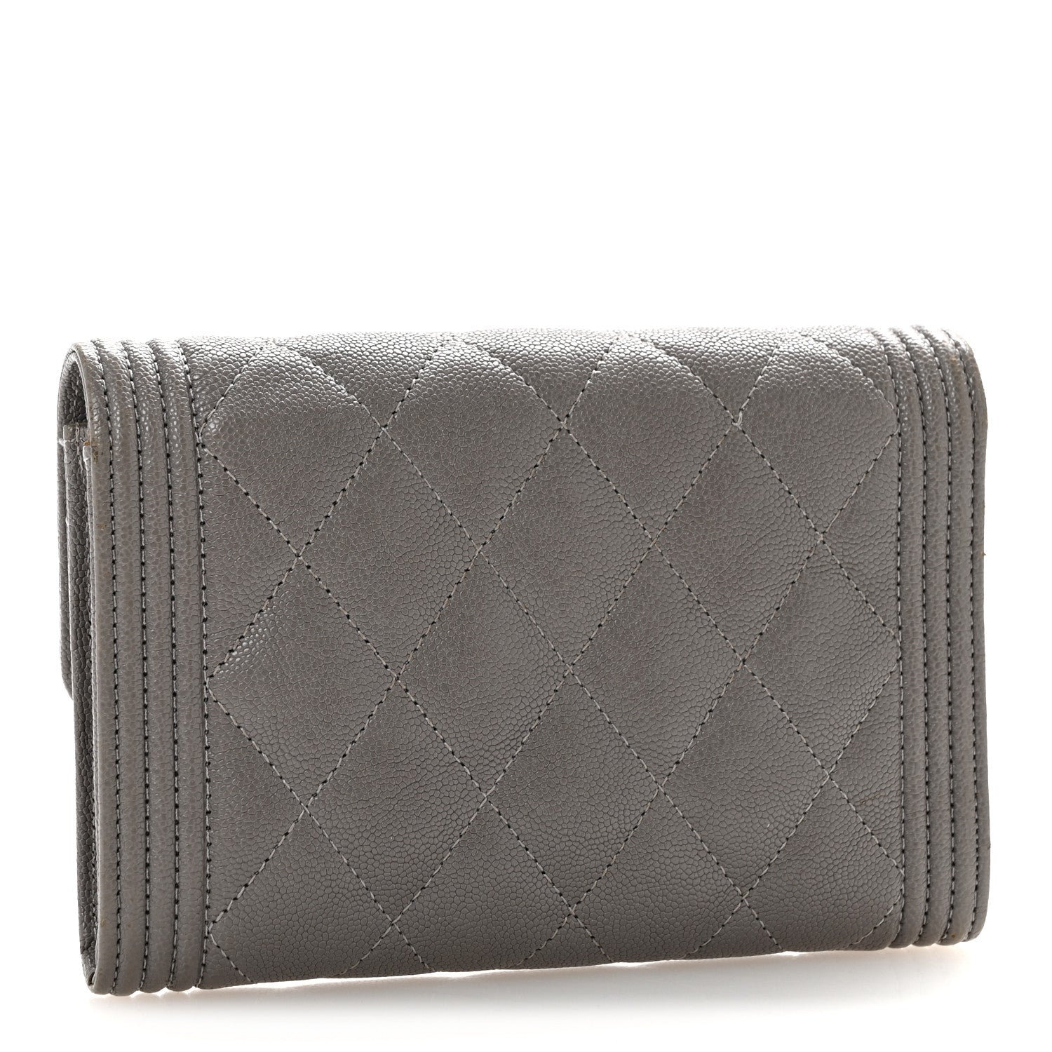 Caviar Quilted Medium Boy Flap Wallet Grey