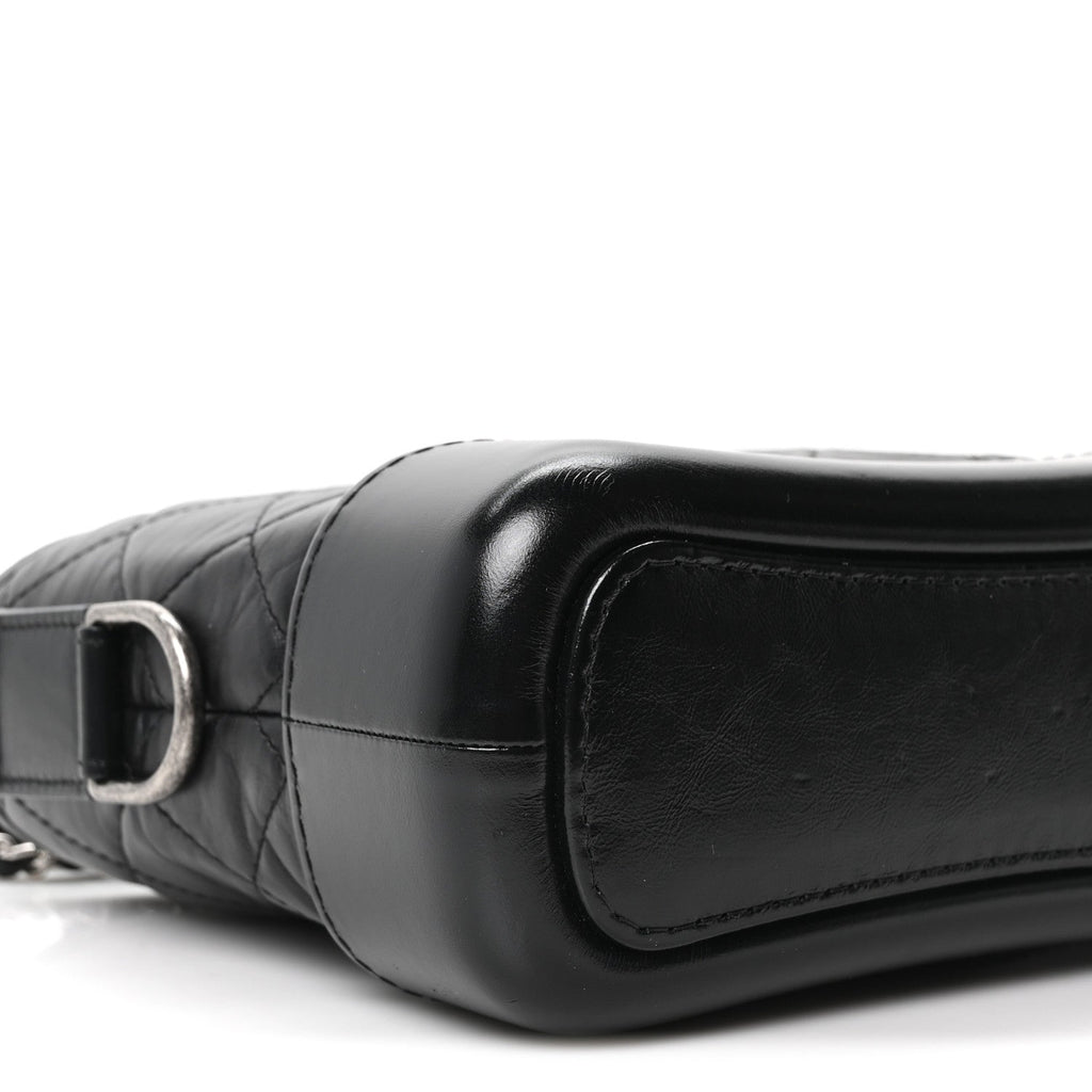 Aged Calfskin Quilted Small Gabrielle Hobo Black
