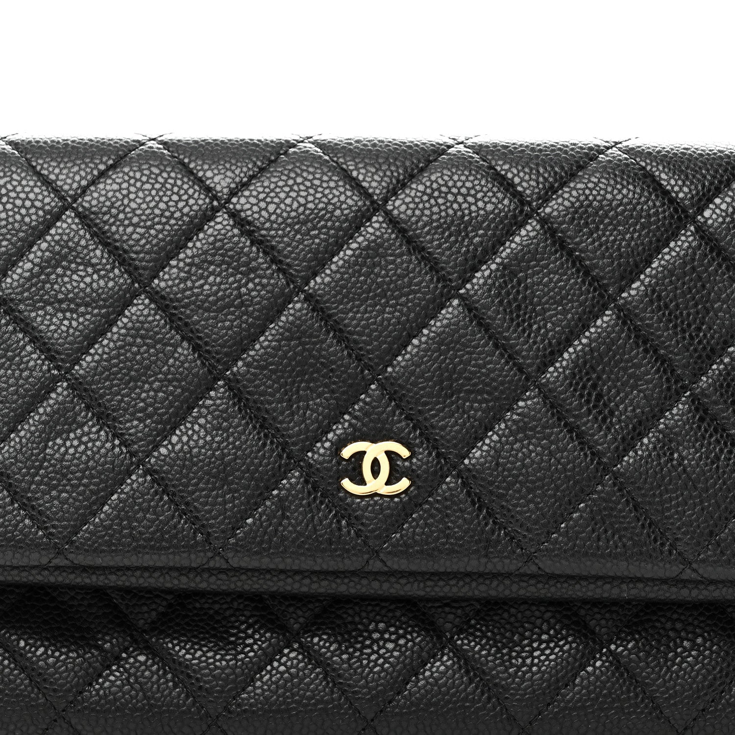 Caviar Quilted CC Beauty Clutch Black