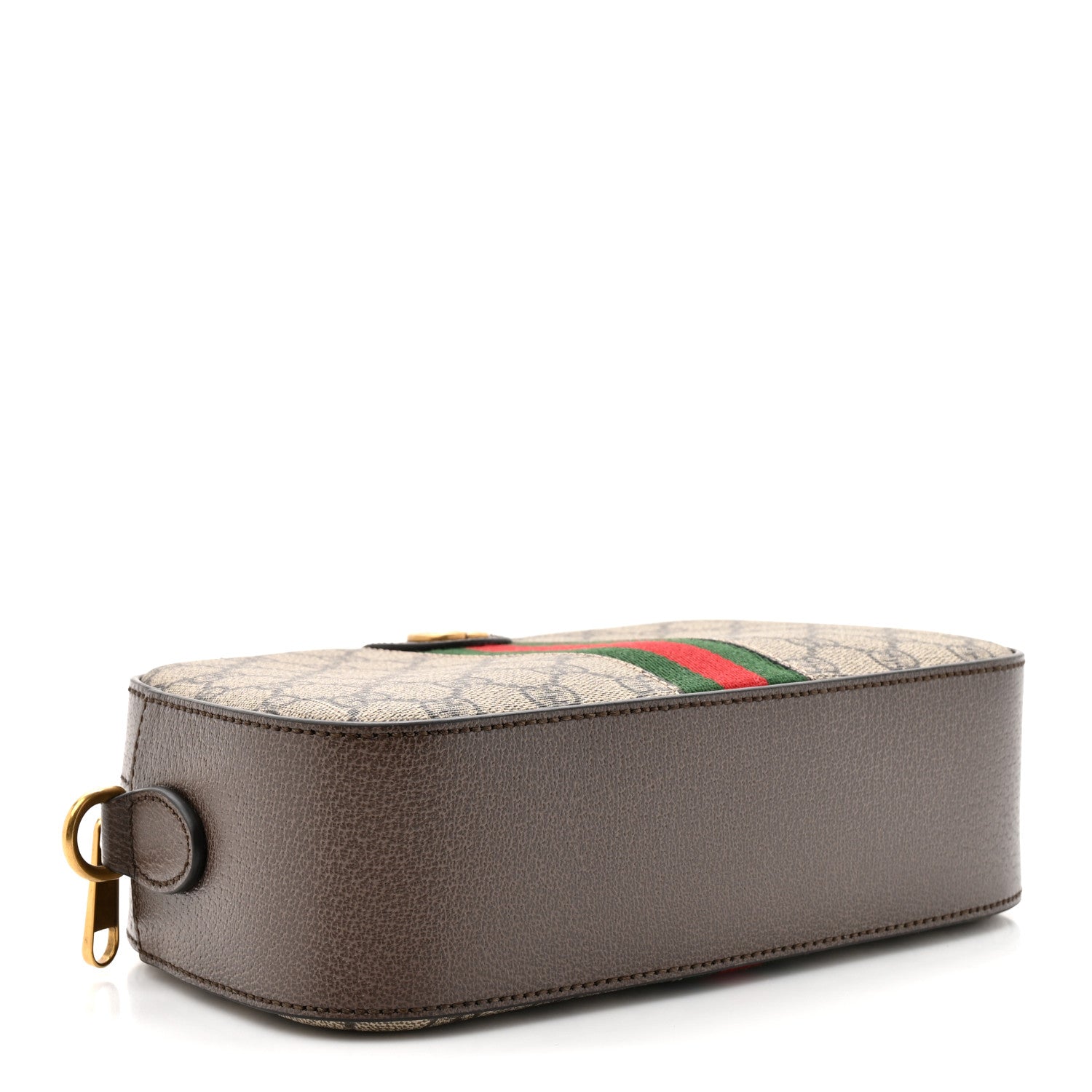 GG Supreme Monogram Textured Dollar Calfskin Web Ophidia Small Crossbody Bag Beige Ebony New Acero