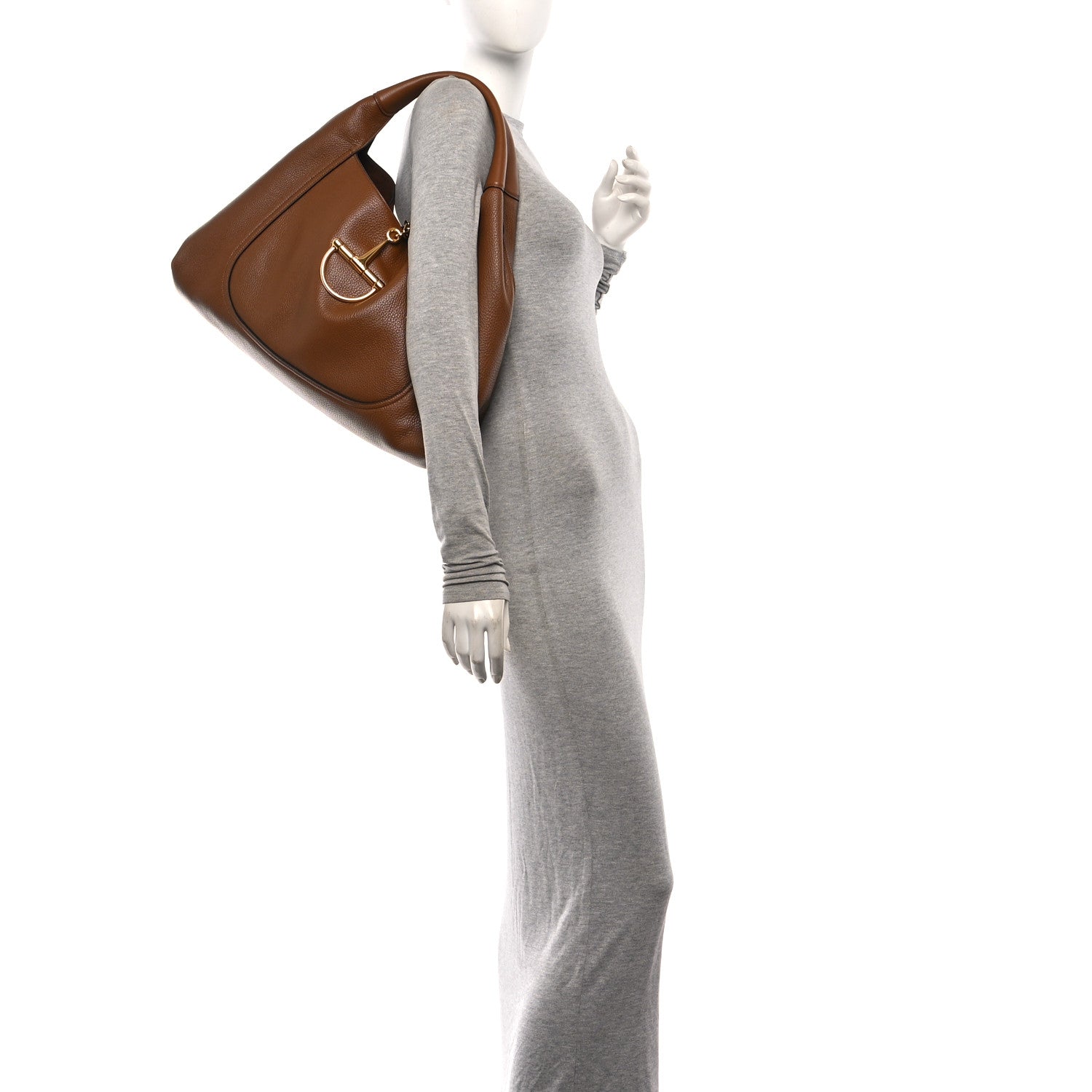 Grained Calfskin Softbit Maxi Shoulder Bag Brown