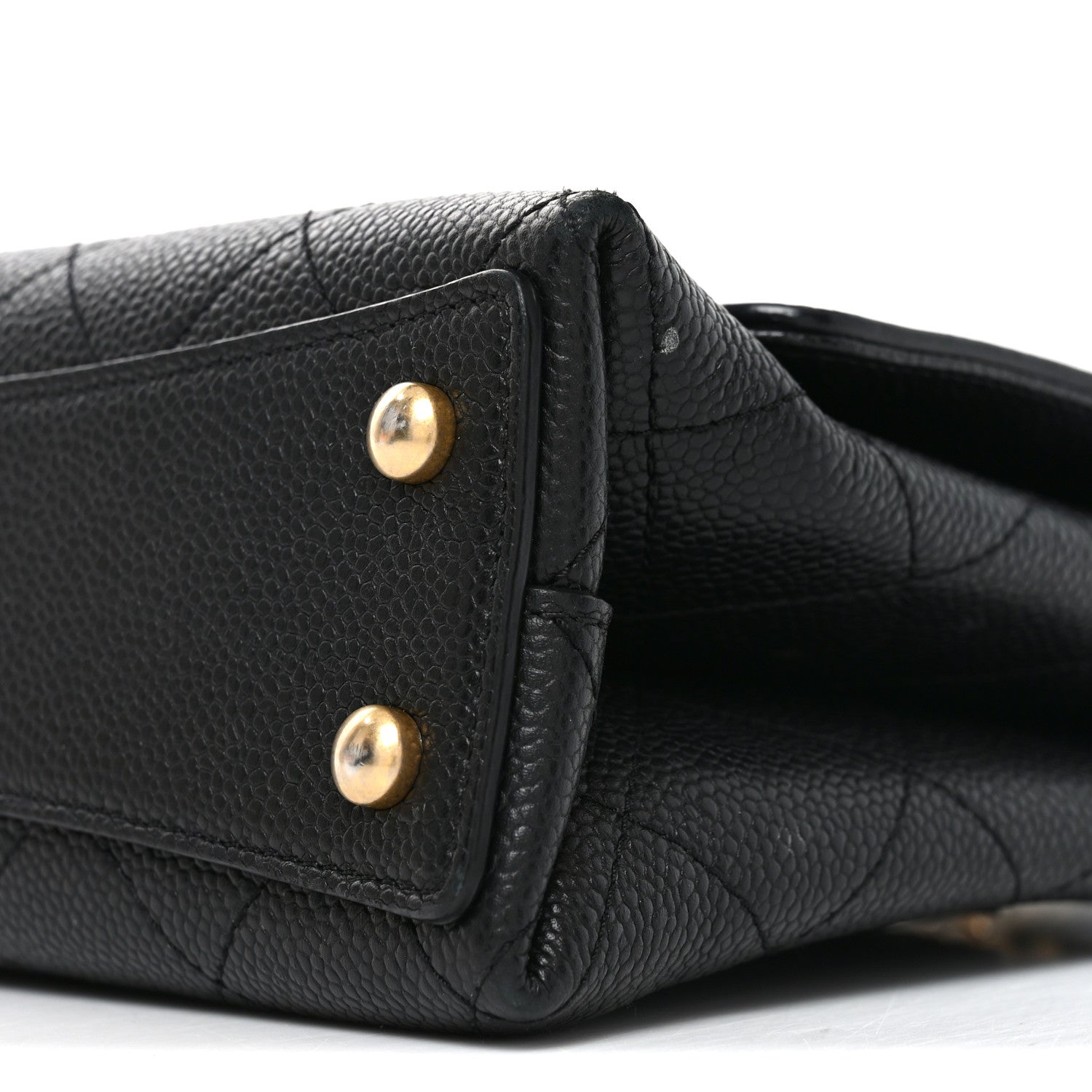 Caviar Diamond Stitched Small Top Handle Flap Black