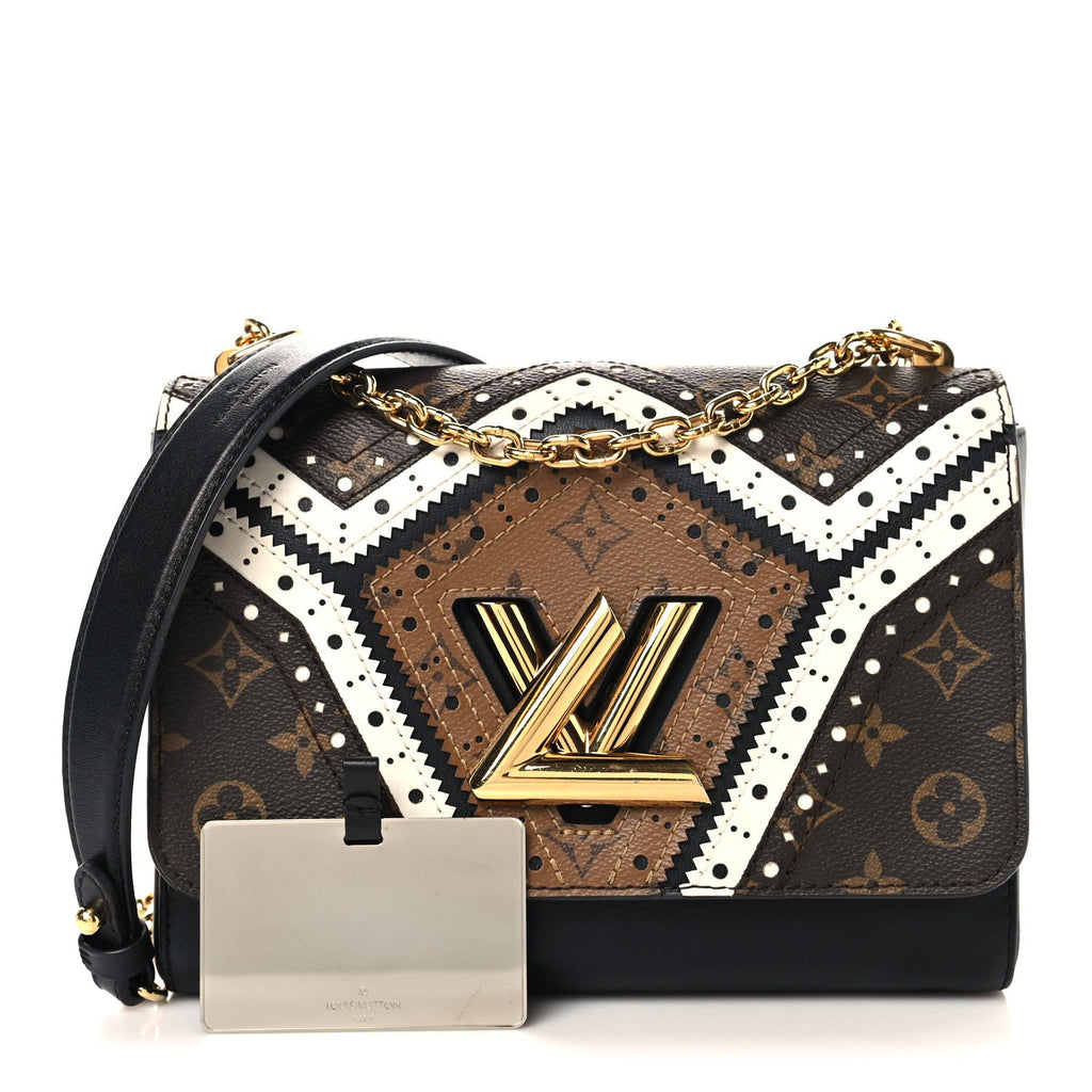 Veau Satin Monogram Twist Shoulder Bag MM Black