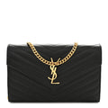 Grain De Poudre Matelasse Chevron Monogram Chain Wallet Black