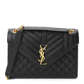 Lambskin Mixed Matelasse Triquilt Medium Monogram Satchel Black