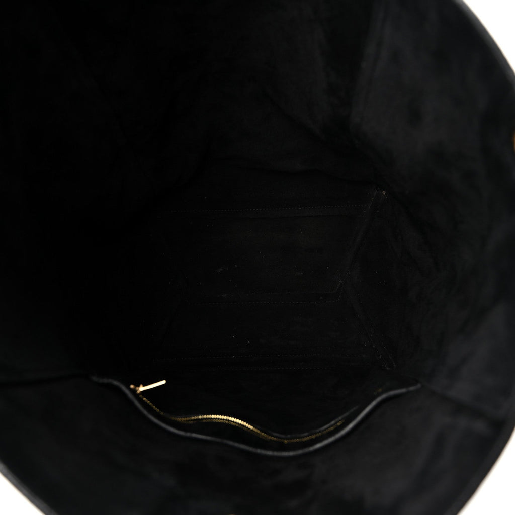 Soft Grained Calfskin Sangle Bucket Bag Black
