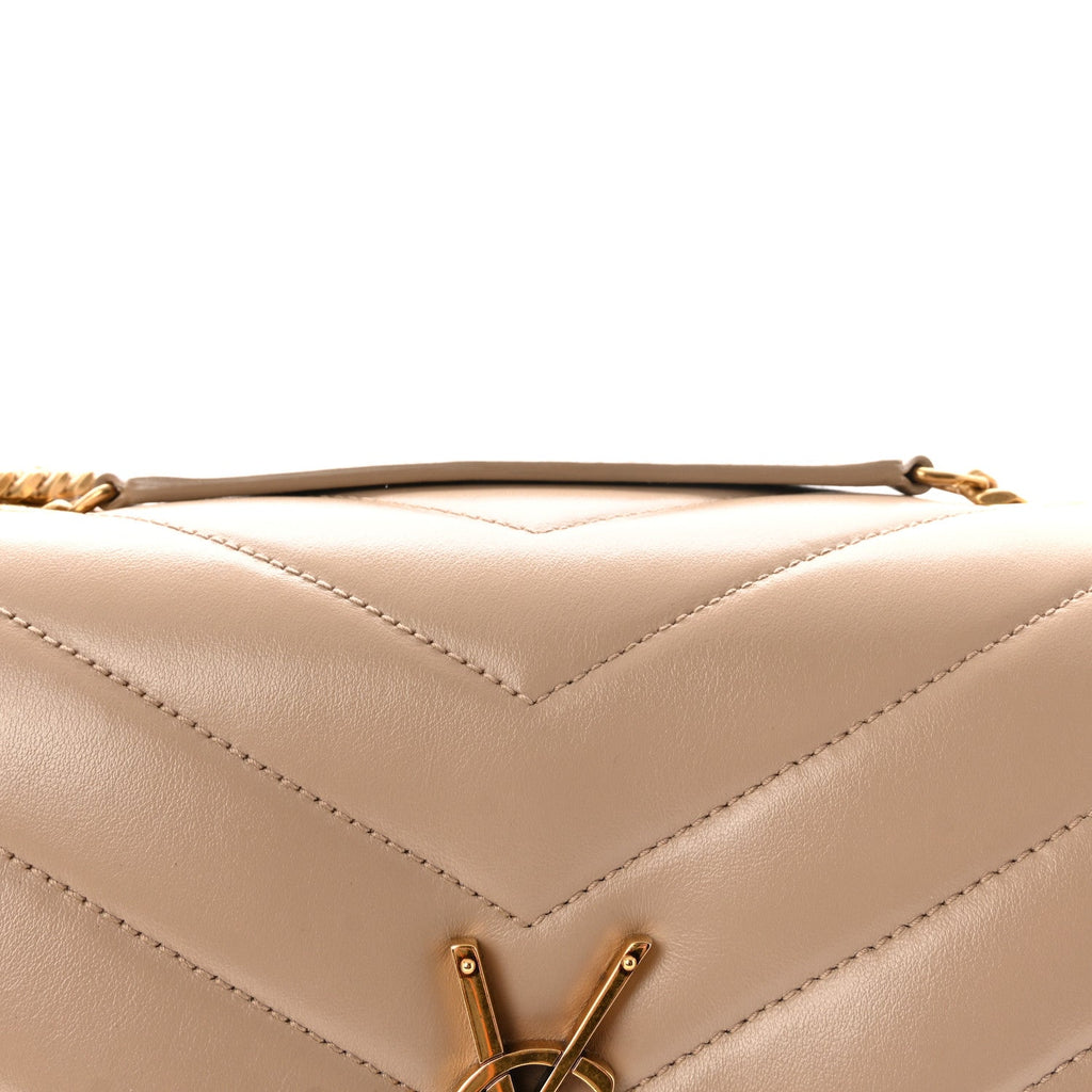 Calfskin Y Quilted Monogram Medium Loulou Chain Satchel Dark Beige