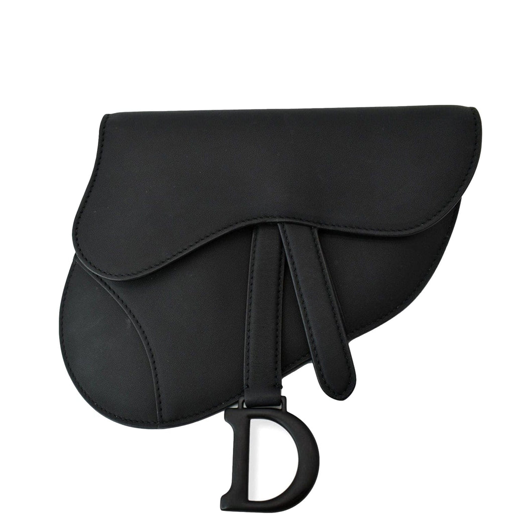 CHRISTIAN DIOR Saddle Mini Leather Shoulder Bag Black