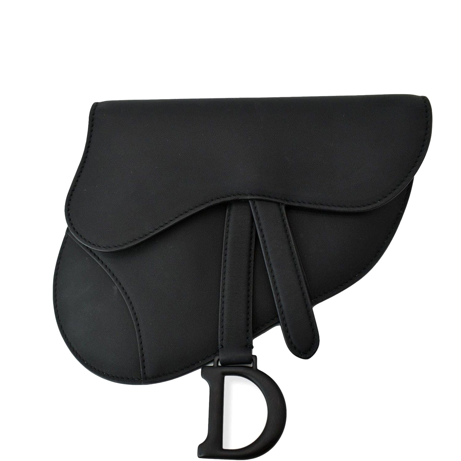 CHRISTIAN DIOR Saddle Mini Leather Shoulder Bag Black