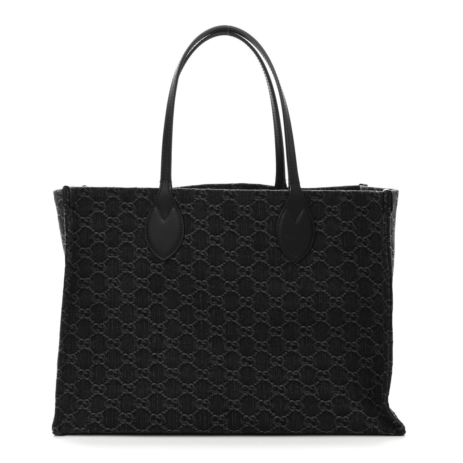 Denim Ophidia GG Monogram Large Tote Black Grey