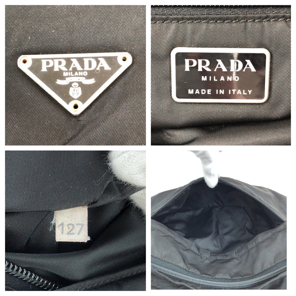 Prada Tessuto Triangle Logo Plate Nylon Shoulder Bag