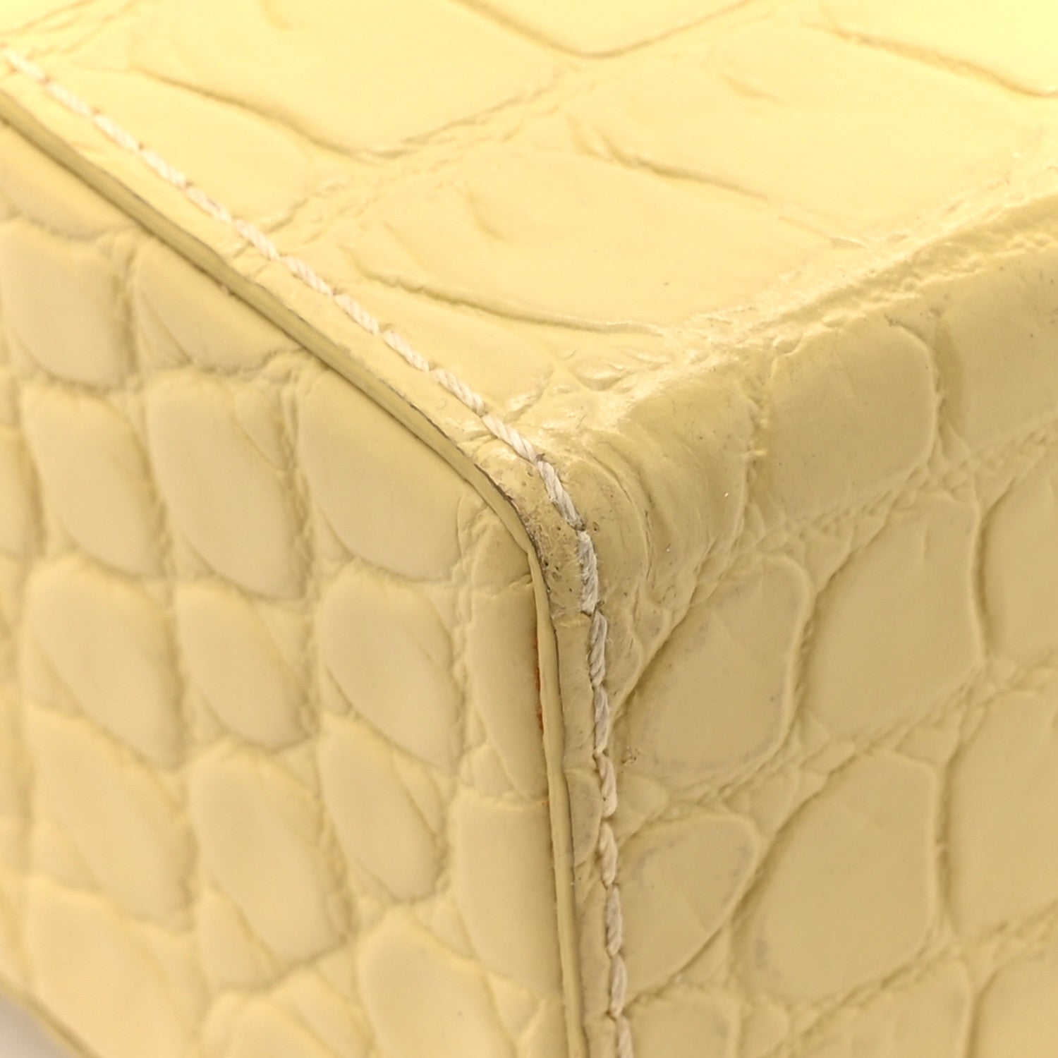 Calfskin Crocodile Embossed Daisey Box Clutch Yellow
