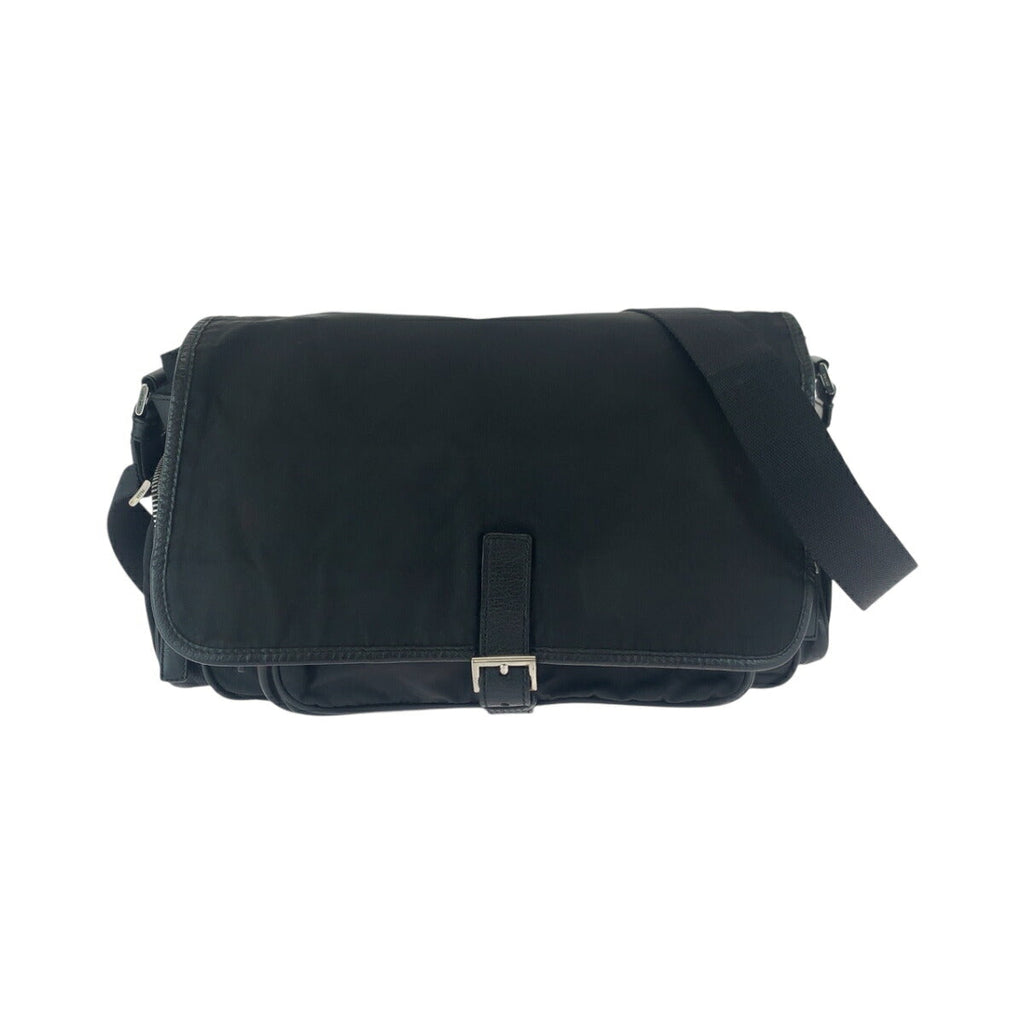 Prada Tessuto Triangle Logo Plate Nylon Shoulder Bag