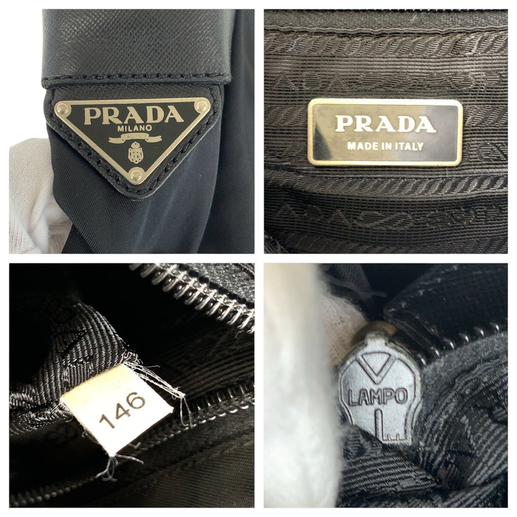 Prada Tessuto Saffiano Triangle Logo Plate Nylon/Leather Shoulder Bag 502060