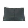 Prada Vitello City Triangle Logo Plate Leather Clutch Bag 502211