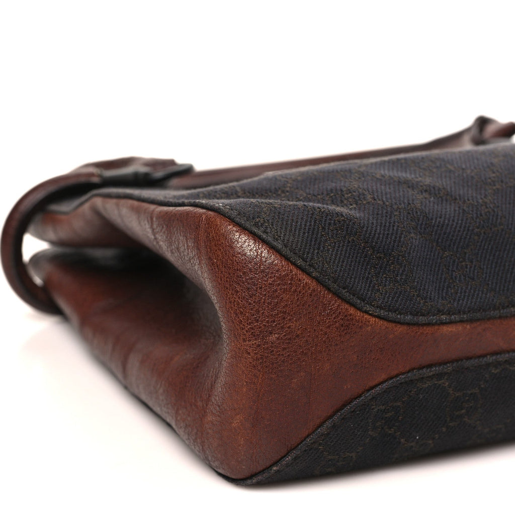 Monogram Denim GG Shoulder Bag Black Brown