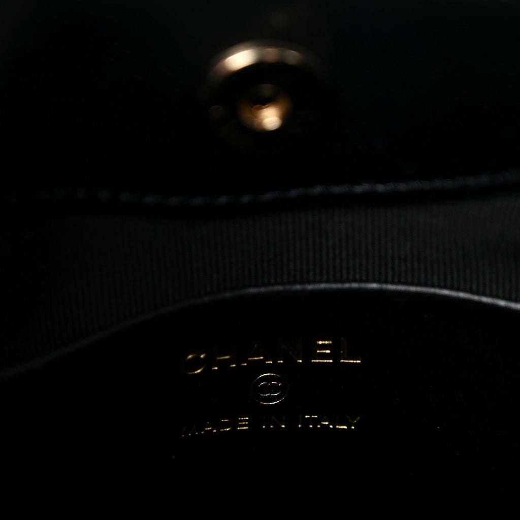 Shiny Crumpled Calfskin Quilted Nano 31 Shopping Bag Black