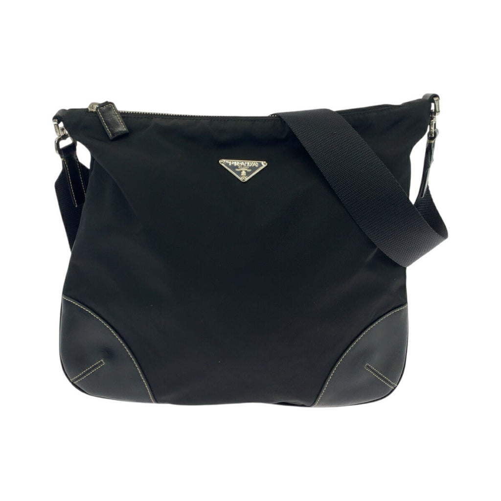 Prada Tessuto Triangle Logo Plate Nylon Shoulder Bag