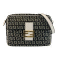 Fendi Zucchino Mamma Canvas Leather Shoulder Bag