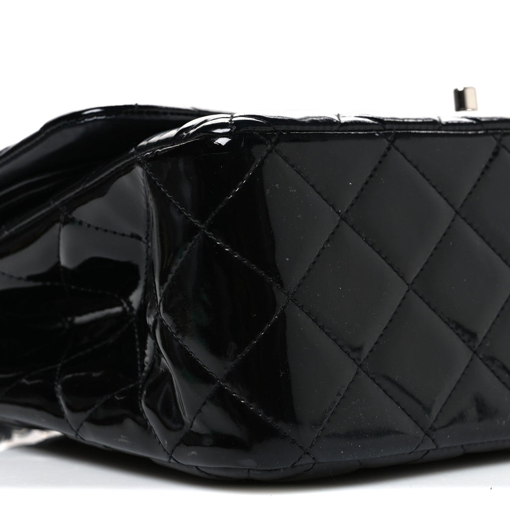 Patent Quilted Jumbo Double Flap Black