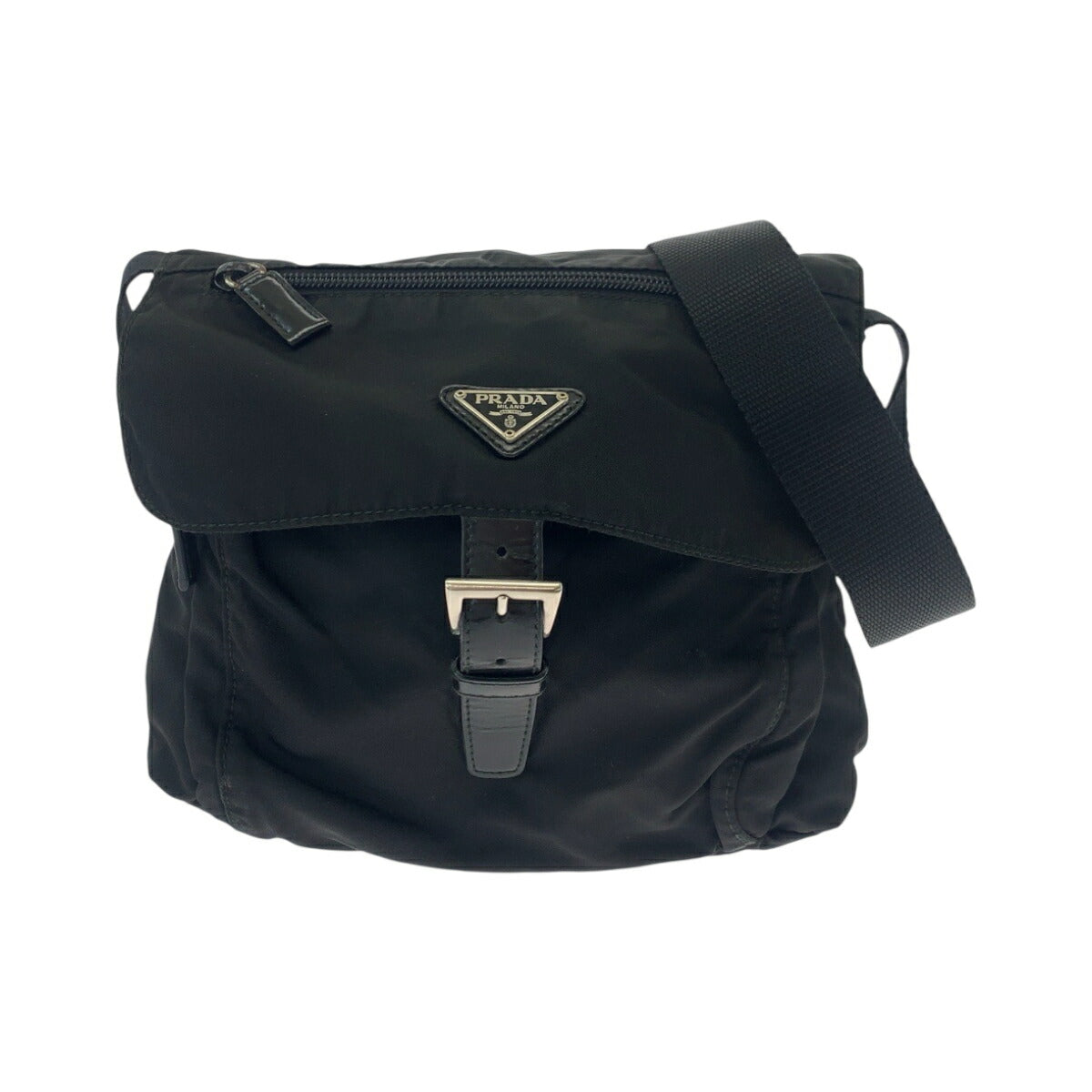 Prada Tessuto Triangle Logo Plate Nylon Shoulder Bag