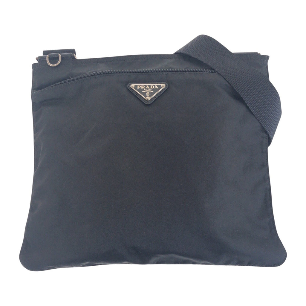 Prada Tessuto Triangle Logo Plate Nylon Shoulder Bag