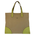 Prada Triangle Logo Plate Canvas/Leather Tote Bag