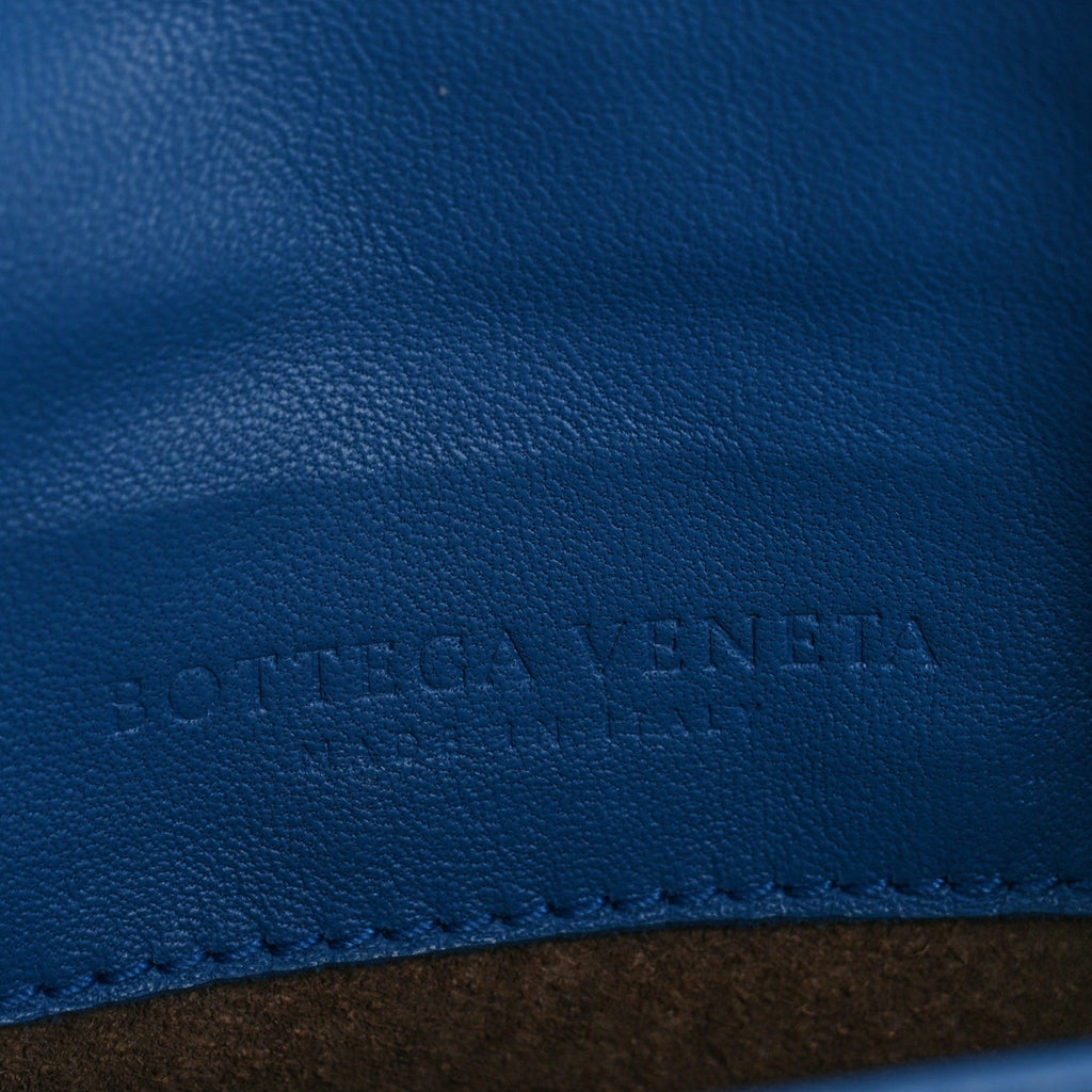 Nappa Intrecciato Small Chain Crossbody Blue