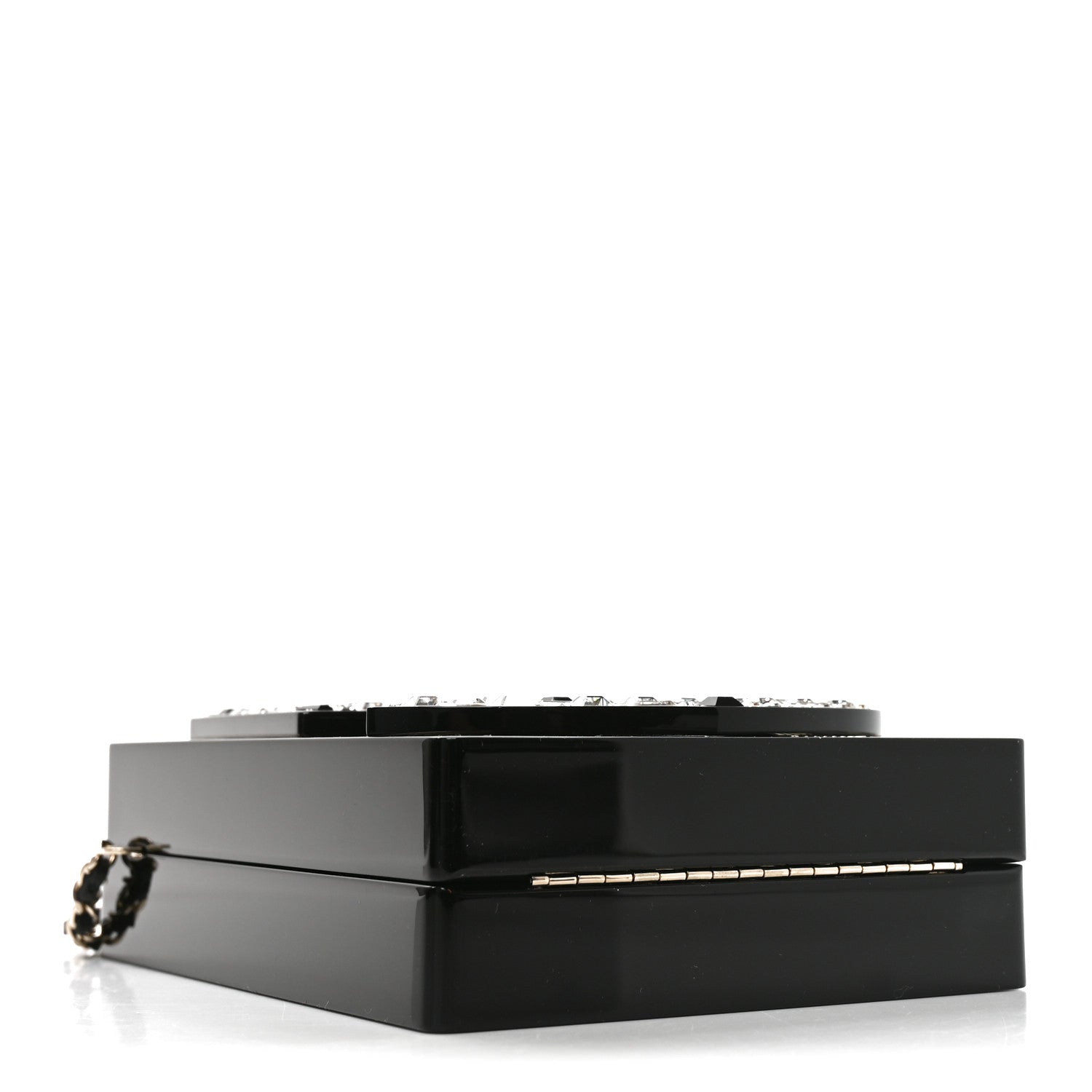 Plexiglass Strass Mosaic No 5 Minaudiere Clutch Black Gold