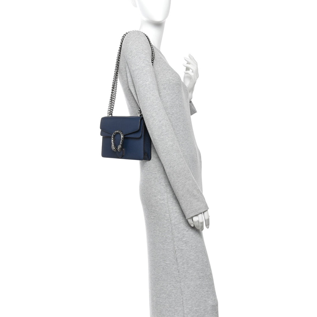 Dollar Calfskin Crystal Mini Dionysus Shoulder Bag Blue Agata Montana Sapphire