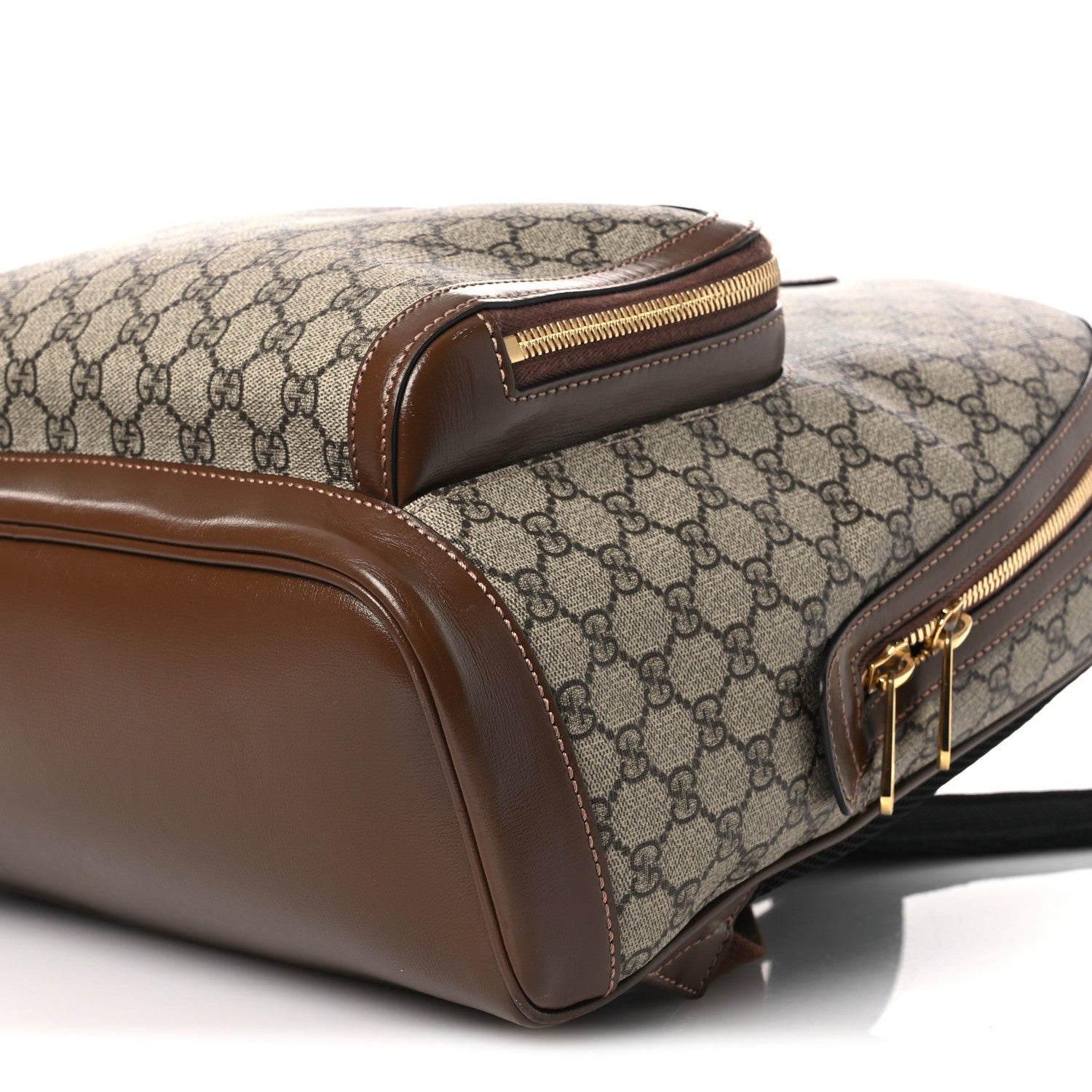 GG Supreme Monogram Textured Calfskin Retro Interlocking G Backpack Brown Beige