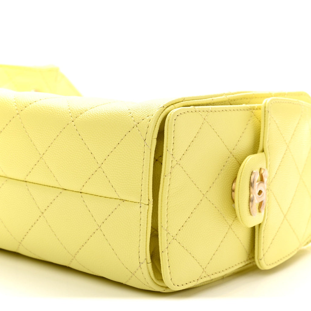 Caviar Quilted Mini Chanel 25 Handbag Yellow