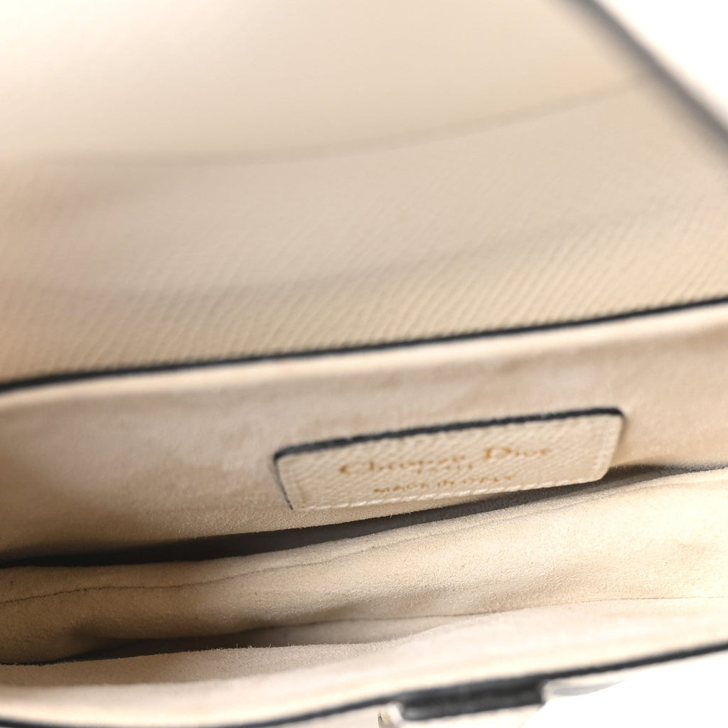Grained Calfskin Mini Saddle Bag White