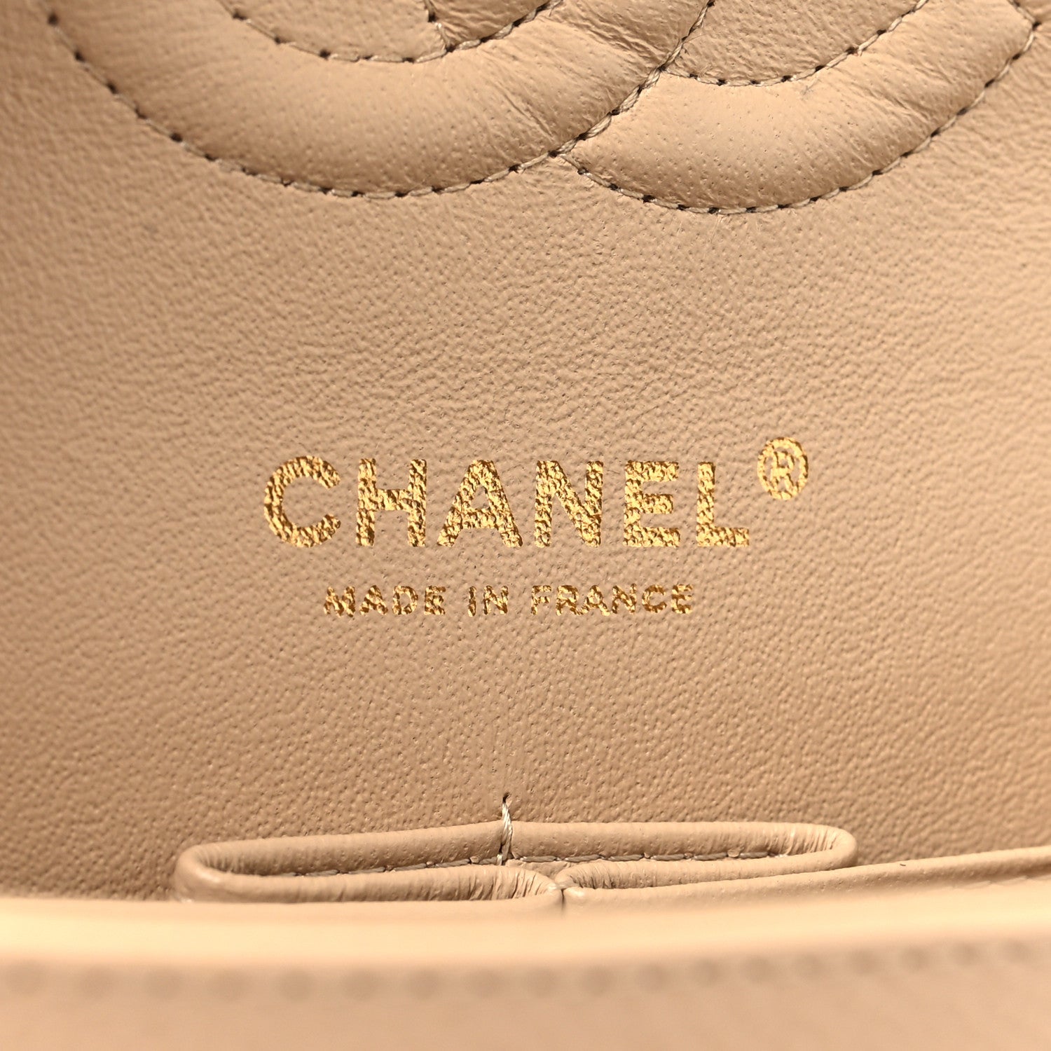Caviar Quilted Medium Double Flap Beige
