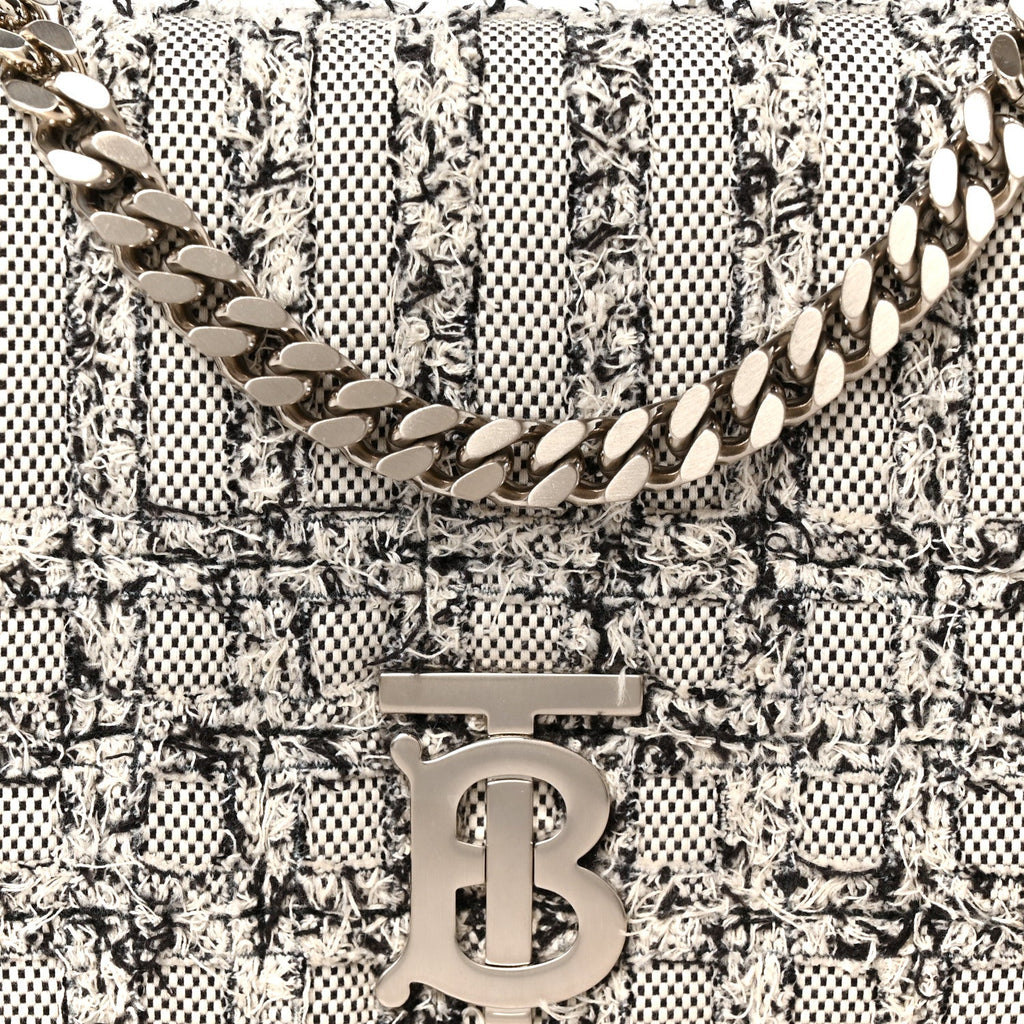 Lambskin Needle Punch Quilted Check Small Lola Bag White Black