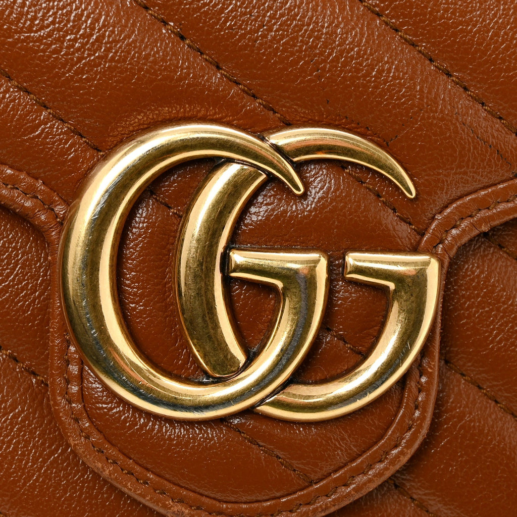 Azalea Calfskin Matelasse Diagonal GG Marmont Chain Wallet Cuir