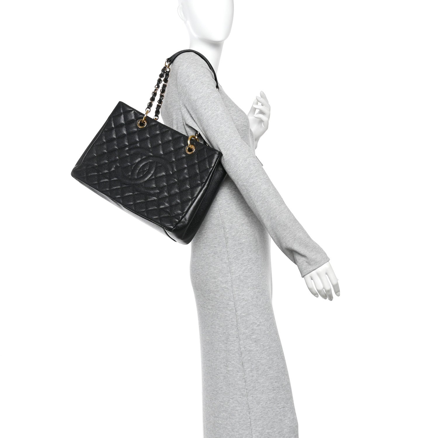 Caviar Large CC Shoulder Bag Black