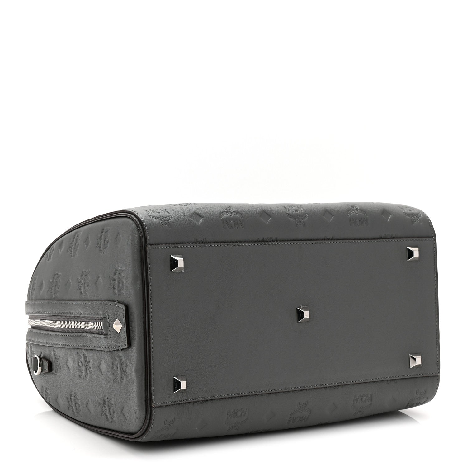 Calfskin Ottomar Monogram Essential Boston Bag Grey