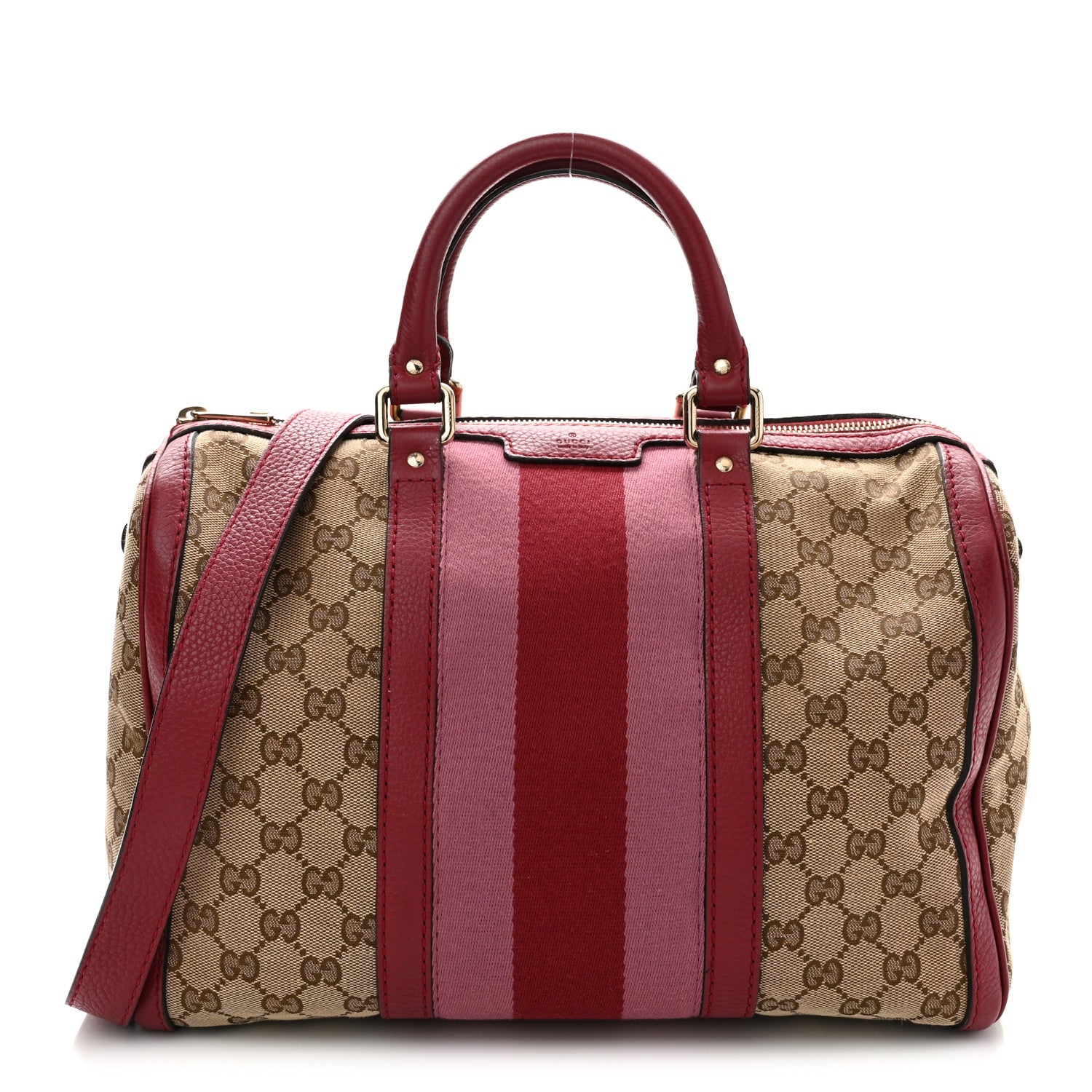 Monogram Cellarius Calfskin Vintage Web Medium Boston  Beige Ebony Soft Burgundy Peonia Flower