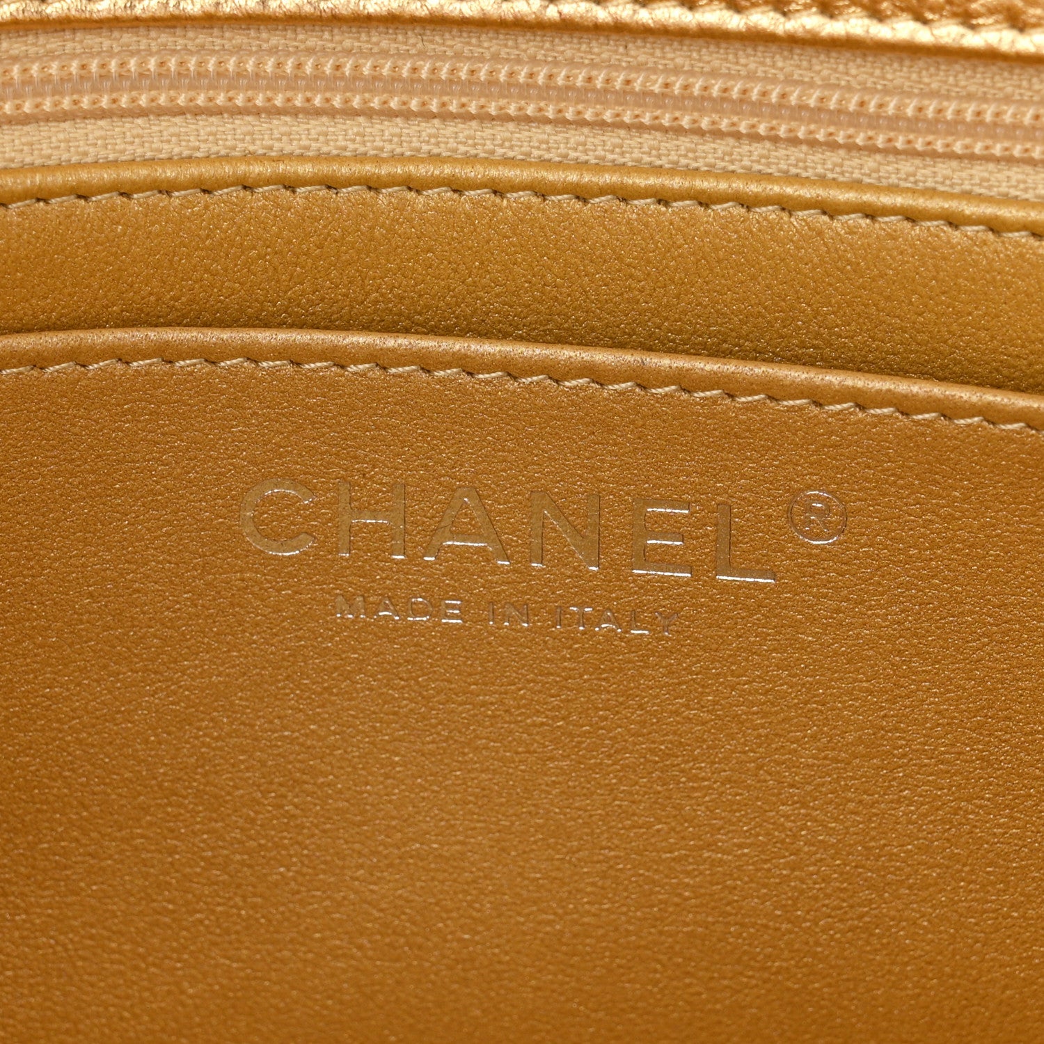 Metallic Caviar Quilted Top Handle East West Flap Gold Gold