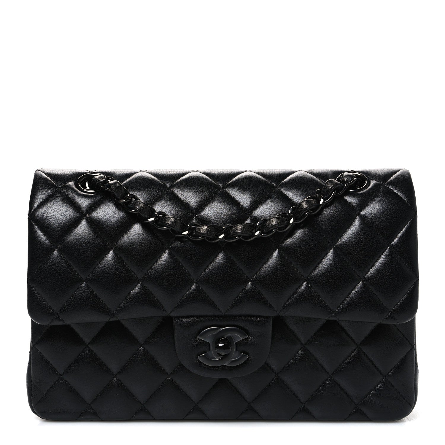 Lambskin Quilted Small Double Flap So Black