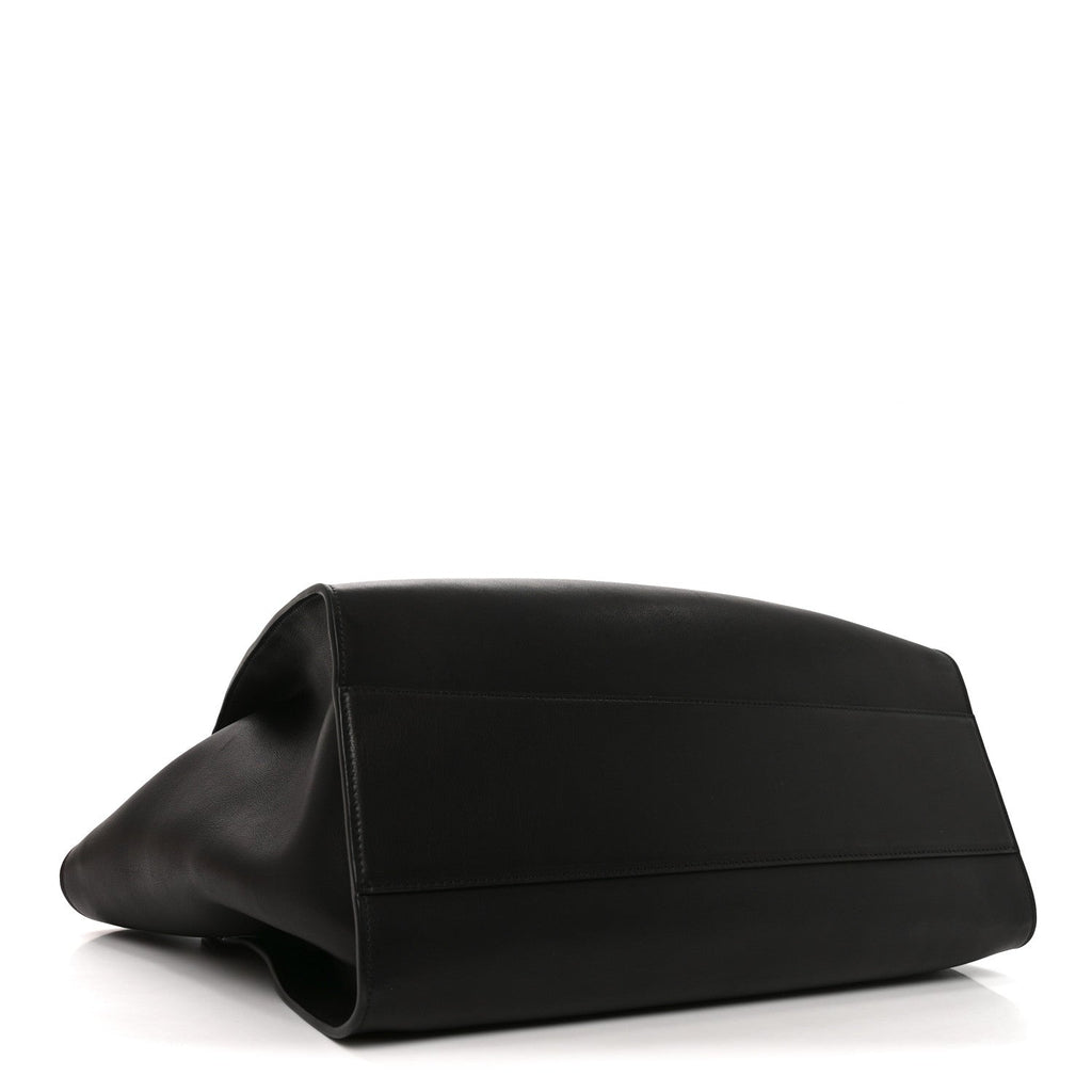 Polished Saddle Calfskin Marlo 17 Tote Bag Black