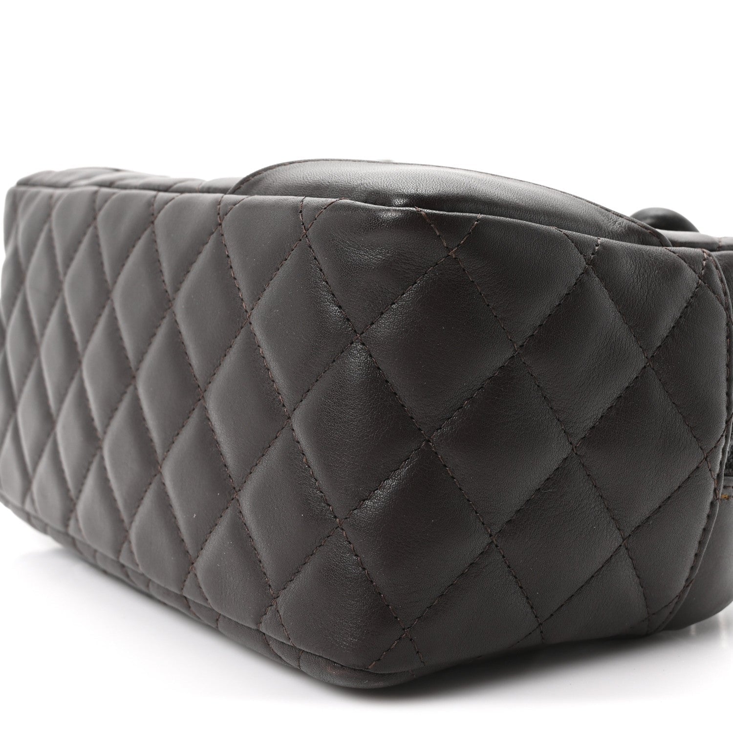 Calfskin Quilted Small Cambon Bowler Dark Brown